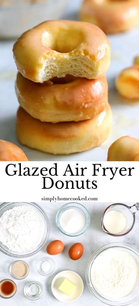 Doughnut Recipe Airfryer, Air Fryer Glazed Donut Recipes, Airfry Donut Recipes, Airfryer Doughnut Recipes, Airfryer Recipes Healthy Snacks, Air Fryer Donuts From Scratch, Air Fried Donut Recipes, Air Fryer Pastries, Airfryer Donut Recipes