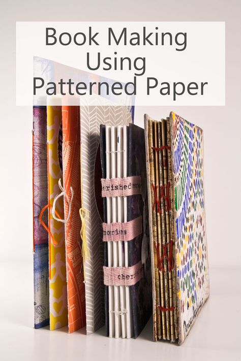 4 Book Making Ideas Using Patterned Paper Book Making Ideas, Handmade Journals Diy, Handmade Sketchbook, Bookbinding Tutorial, Book Binding Diy, Diy Journal Books, Bookmaking, Handmade Book, Up Book