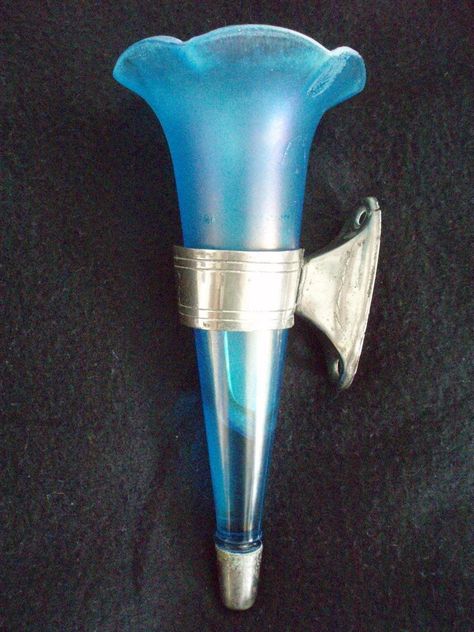 not cobalt, but lovely blue glass and sterling automobile bud vase Car Vase, Vase Blue, Antique Car, Vaseline Glass, Flower Frog, Model T, Garage Ideas, Cool Rides, Wall Pockets