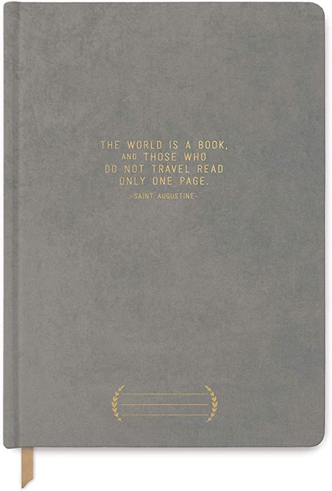 Amazon.com : DesignWorks Ink, Cloth Hardcover Journal (7.5" x 10.25"), Gray - The World is a Book : Office Products Travel Reading, First Page, Hardcover Journals, Book Design, Reading, Books, 10 Things, Clothes