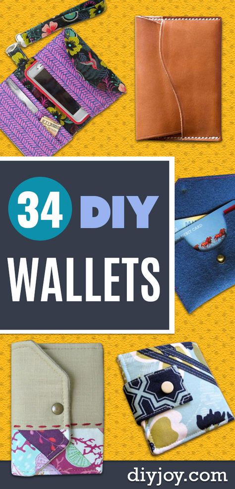 DIY Wallets - DIY Leather Business Card Wallet - Cool and Easy DIY Wallet Ideas - Fabric, Duct Tape and Leather Crafts - Tutorial and Instructions for Making A Wallet - Cheap DIY Gifts Free Wallet Patterns To Sew, Faux Leather Wallet Pattern Free, How To Make A Wallet Out Of Fabric, No Sew Wallet, Diy Wallet Mens, Diy Keychain Wallet, Diy Wallets, Zipper Wallet Diy, Diy Wallet Tutorial