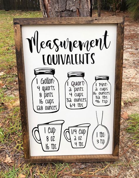 Measurement Equivalents Farmhouse Sign Framed Sign Custom Kitchen Sign Diy, Lettering Background, Farmhouse Signs Diy, Wood Gifts Diy, Measurement Conversions, Kitchen Measurements, Signs Diy, Background Black, Farmhouse Sign