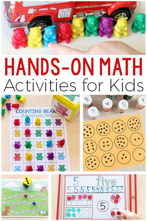 These hands-on math activities are fun and engaging. There are printables and games that are perfect for math centers of small group instruction. Teach math concepts and number sense with these activities. #mathforkids #preschoolmath #elementarymath #kindergarten #preschool Hands On Math Activities, Fun Worksheets For Kids, Math Activities For Kids, Prek Math, Fun Math Activities, Kindergarten Math Activities, Small Group Instruction, Kids Math Worksheets, Fun Worksheets