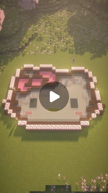 Hello Kitty Minecraft Tutorial, Panda Enclosure Minecraft Ideas, Minecraft Hello Kitty Build, Hello Kitty Minecraft Builds, Cute Easy Minecraft Builds, Minecraft Love Builds, Hello Kitty Minecraft House, Cute Minecraft Building Ideas, Easy Minecraft Builds