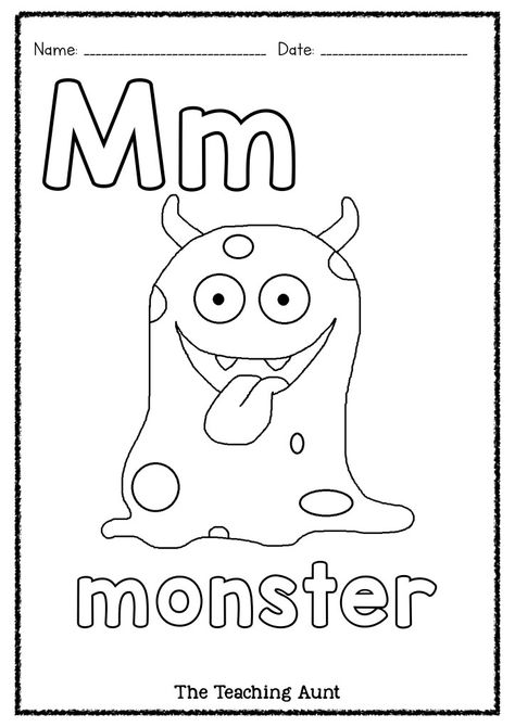 M is for Monster Art and Craft - The Teaching Aunt M Is For Monster Craft, M Is For Craft, M Is For, Preschool Letter M, M Is For Monster, Letter M Crafts, Letter M Activities, Sounds Worksheet, Letter M Worksheets