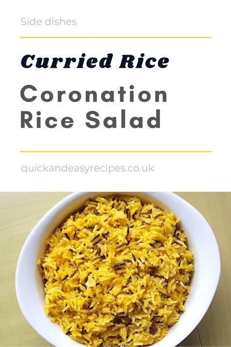 Coronation Rice Salad - Quick and Easy Recipes Coronation Rice Salad, Curried Rice Salad Recipes, Rice Salad Recipes Cold, Cold Rice Salad Recipes, Rice Salad Cold, Curried Rice Salad, Easy Vegetarian Curry, Veg Side Dishes, Rice Salad Recipes