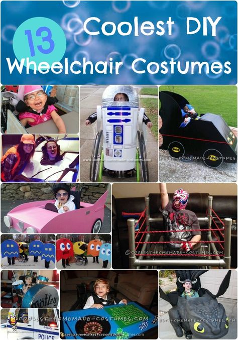 Coolest 1000+ Homemade Costumes You Can Make! Wheelchair Cosplay Ideas, Wheelchair Parade Ideas, Wheel Chair Halloween Costumes Kids, Halloween Costume For Wheelchair, Wheelchair Halloween Costumes Kids, Halloween Wheelchair Costumes, Diy Wheelchair Costumes, Adult Wheelchair Costumes, Wheelchair Costumes For Kids