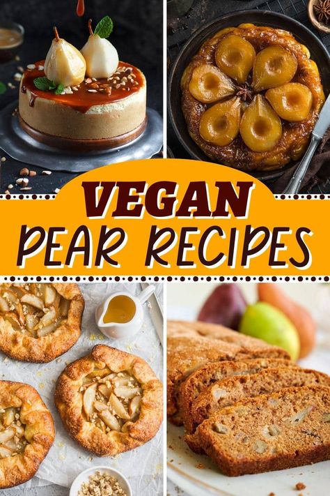 Vegan Pear Dessert Recipes, Vegan Pear Dessert, Vegan Pear Cake, Vegan Pear Recipes, Recipes For Treats, Pear Recipes Easy, Pear Dessert Recipes, Vegan Picnic, Pear And Almond Cake