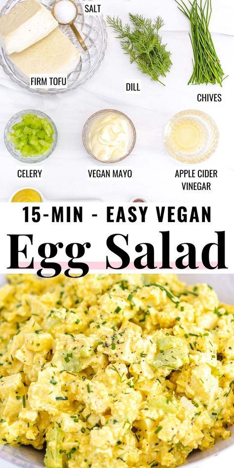 Recipes With Tofu, Tofu Egg Salad, Tofu Salad Recipes, Vegan Egg Salad, Plant Based School, Easy Vegan Lunch, Tofu Vegan, Tofu Recipes Vegan, Easy Vegan Recipes