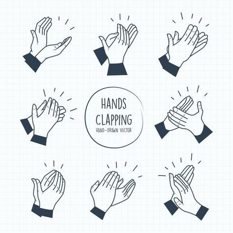 Clapping Hands Drawing, Hand Gesture Drawing, Clapping Hands, Hands Drawing, Draw Hands, Sticker Design Inspiration, Hand Prints, Hand Gesture, Architecture Graphics