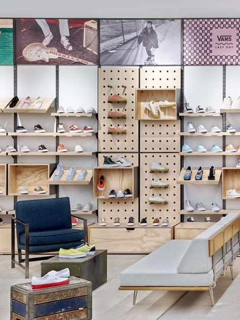 Vans HQ - Picture gallery Vans Wallpaper, Shoe Store Design, Retail Fixtures, Retail Inspiration, Furniture Details Design, Retail Concepts, Shop Window Design, Retail Store Design, Retail Interior