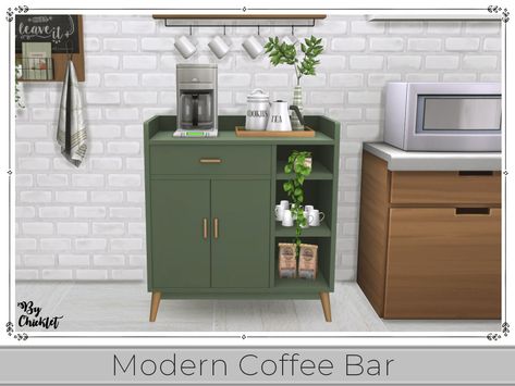 Sims 4 Coffee Bar, Bar Letters, Modern Coffee Bar, Hanging Mugs, Sims 4 Kitchen, Kitchen Objects, Diy Coffee Bar, Coffee Bar Home, Tea Bar