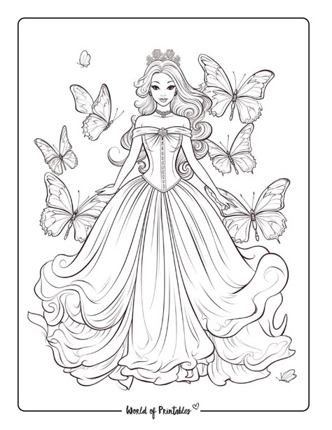 Drawing Ideas Printable, Coloring Books Princess, Disney Princess Coloring Sheets Free Printable, Free Printable Barbie Coloring Pages, Coloring Disney Princess, Disney Princess Colouring Printables, Free Princess Printables, Princess Pictures To Color, Disney Coloring Pages Princess