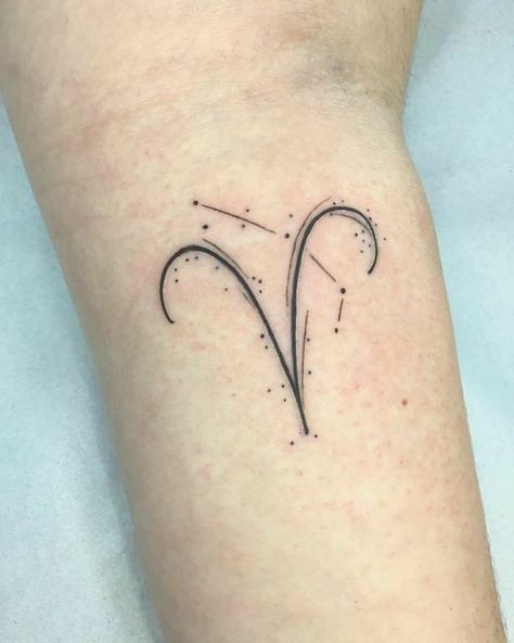 60+ mind-blowing Aries tattoo designs on different body parts: minimalistic, constellation, flower, fire, colored, and more. Bonus: tattoo meanings. Aries Tattoo Designs, Aries Tattoo Ideas, Aries Symbol Tattoos, Flower Fire, Think Tattoo, Girl Neck Tattoos, Cuff Tattoo, Tattoo Meanings, Aries Tattoo