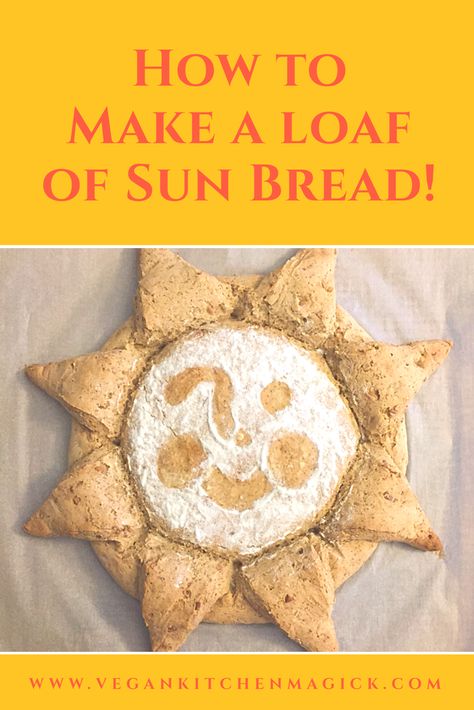 Make this simple loaf of sun bread for Litha, Lughnasadh, Yule, or whenever you want to bring some sun energy into your life! Lughnasadh Recipes, Sun Bread, Kitchen Magick, Summer Solstice Party, Yule Traditions, Pagan Lifestyle, Sun Magic, Yule Crafts, Ancestral Nutrition