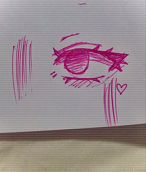 How To Draw Eyes With Pen, Pink Pen Drawing, Eye Drawing With Pen, Eye Drawings, Pen Projects, Pink Pen, Cute Easy Paintings, Pen Doodles, Ballpoint Pen Drawing