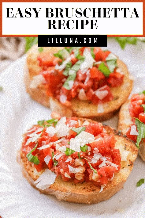 This easy bruschetta is quick, simple, and perfect for any party! It takes just 5 ingredients and is the perfect appetizer for any occasion. #homemadebruschetta #bruschetta #bruschettarecipe #appetizer #homemadebruschettarecipe Best Bruschetta Recipe, Italian Bruschetta Recipe, Bruchetta Appetizers, Easy Bruschetta Recipe, Italian Bruschetta, Homemade Bruschetta, Bruschetta Appetizer, Easy Bruschetta, Simple Family Meals