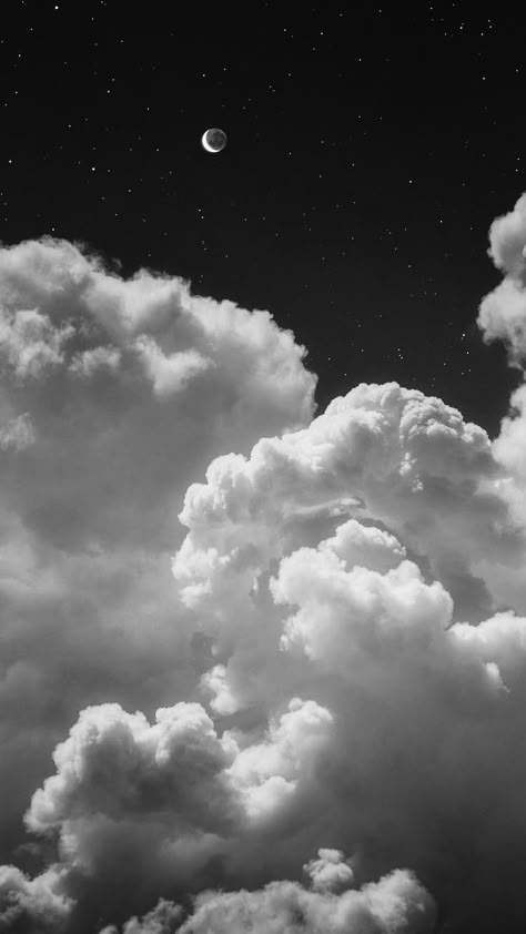 Black And White Clouds Aesthetic, Grey Clouds Aesthetic, Black Clouds Aesthetic, White Clouds Aesthetic, Nubes Aesthetic, Clouds Black And White, Clouds At Night, White Hour, Clouds Wallpaper