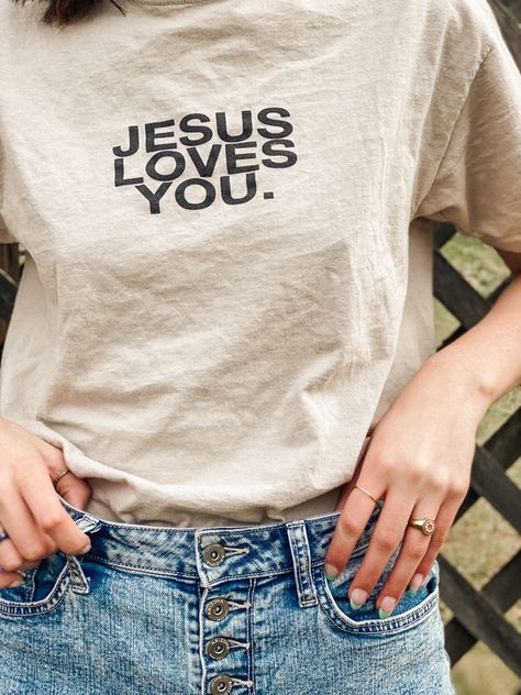 Jesus Loves You Shirt, Christian Clothes Aesthetic, Christian Aesthetic Outfit, Christian Core Aesthetic, Christian Outfits, Christian Clothes, Christian Clothing Brand, Jesus Saves Bro, Christian Accessories