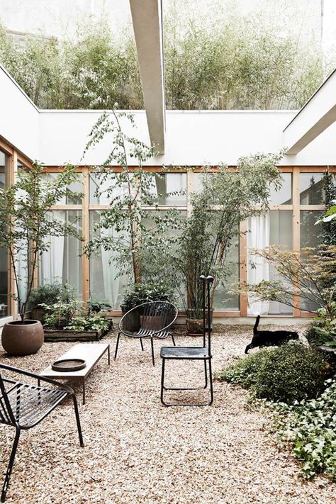 Warehouse Conversion, Gravel Garden, Beautiful Outdoor Spaces, Patio Interior, Art Deco Home, Australian Homes, Courtyard Garden, Outdoor Oasis, Outdoor Rooms