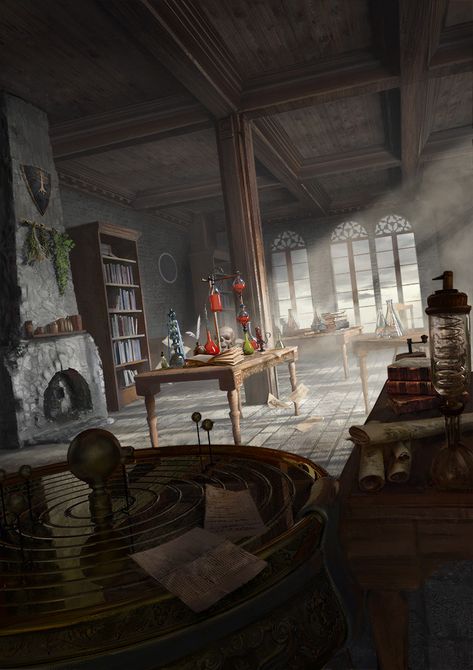 ArtStation - Alchemy Lab, Peter Rossa Aesthetic Hacks, Rpg Wallpaper, Arc Angel, Alchemy Lab, Mad Scientist Lab, Labs Art, A Discovery Of Witches, Science Lab, Fantasy Aesthetic