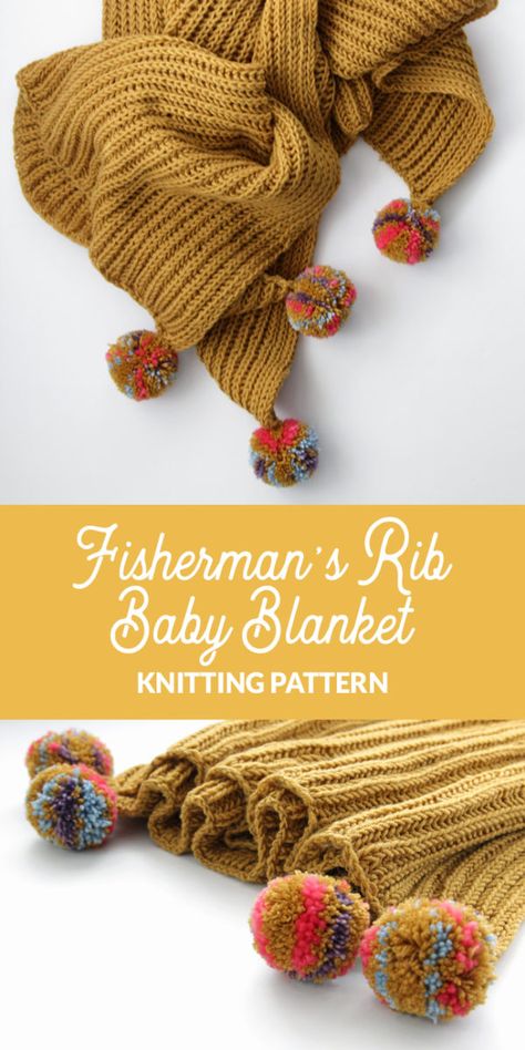 Knit the Fisherman's Rib Baby Blanket, a great option for a decorative throw or baby blanket. This pattern uses an addictive stitch with lots of and dimensionality that will give your blanket endless texture. Knitting Patterns Baby Blankets, Knitting Patterns Baby, Knitting Beanie, Knitting Projects Blanket, Knitting Easy, Knit Baby Blanket Pattern Free, Fisherman's Rib, Crochet Baby Blanket Beginner, Fishermans Rib