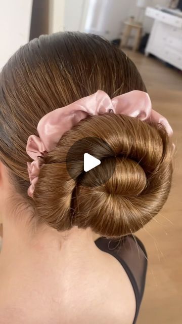 How to do a bun, with thick long hair! Scrunchie from Summer Scrunchie Co. How To Do A Bun, Bun With Scrunchie, Scrunchies Hairstyles, Thick Long Hair, Ballet Bun, Fun Buns, August 20, Scrunchie Hairstyles, Thick Hair