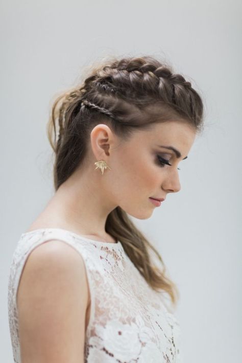 Edgy Bridal Hair, Edgy Wedding Hair, Edgy Updo, Cornrow Braid Styles, Undercut Hairstyles Women, Taylor Wedding, Long Bridal Hair, Undercut Long Hair, Romance Wedding