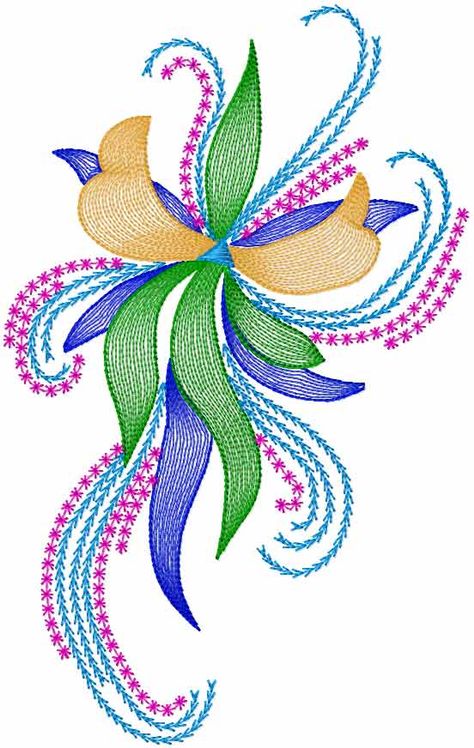 Flower decoration free embroidery 60 - Décoration - Machine embroidery community Brazilian Embroidery Stitches, Retro Embroidery, Embroidery Patterns Vintage, Learn Embroidery, Brazilian Embroidery, Embroidery Flowers Pattern, Types Of Embroidery, Handwork Embroidery Design, Machine Embroidery Applique