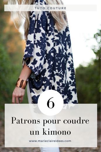 6 patrons pour coudre un kimono / diy couture / tuto pour coudre un kimono Kimono Diy, Knitting Vest, Diy Kimono, Dress Patterns Diy, Shirt Dress Pattern, Mode Kimono, Boho Yoga, Vintage Tee Shirts, Diy Vetement