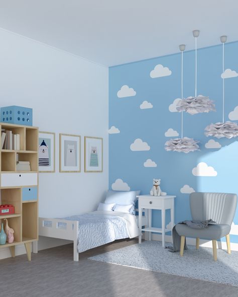 Baby boy room decor diy nurseries wall art-baby boy room decor ideas blue Clouds On Wall, Boy Room Paint, Baby Boy Room, Toddler Boy Room Decor, Boy Room Decor, Kids Bedroom Walls, Baby Boy Bedroom, Kids Room Paint, Baby Boy Room Decor