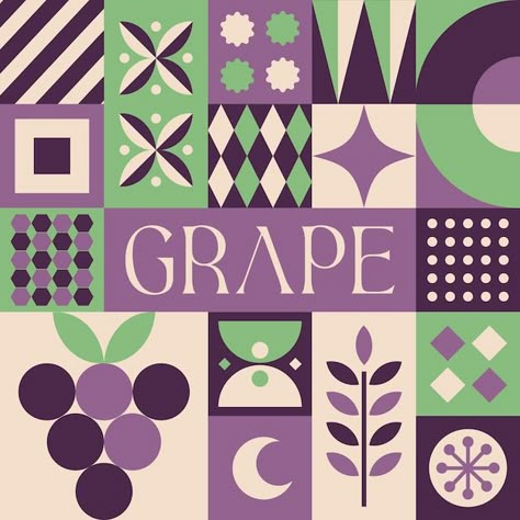 Grape fruit seamless pattern in scandina... | Premium Vector #Freepik #vector Grape Vector, Grape Illustration, Grape Festival, Fruit Logo Design, Fruit Logo, Grape Design, Minimalist Flat, Grape Pattern, Wine Label Design