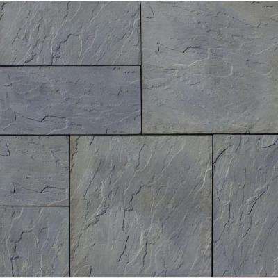 Patio-on-a-Pallet 12 in. x 24 in. and 24 in. x 24 in., 48 sq. ft. Concrete Gray Variegated Basketweave York-Stone Pavers Patio Blocks, Large Pavers, Natural Stone Texture, Small Backyards, York Stone, Paver Designs, Patio Pavers Design, Concrete Patios, Colorful Patio