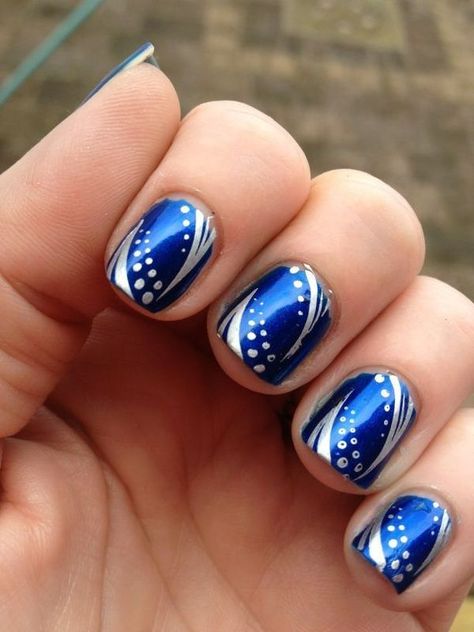 Sapphire Skies Dallas Cowboys Nails, Sapphire Nails, Cowboy Nails, Blue And Silver Nails, Fancy Nails Designs, Popular Nails, Silver Nails, Fabulous Nails, Fancy Nails