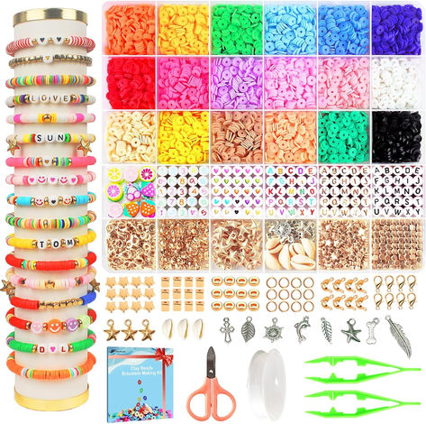 Fournine 5300 pcs Clay Beads Bracelet Making Kit, Friendship Bracelet Kits Flat Beads for Jewelry Making, Polymer Heishi Beads Set for Bracelet Necklace DIY Crafts Gift for Teen Girls Clay Beads Bracelet, Diy Crafts Gift, Friendship Bracelet Kit, Bracelet Making Kit, Flat Beads, Presents For Mum, Fun Bracelet, Friendship Jewelry, Jewelry Making Kit