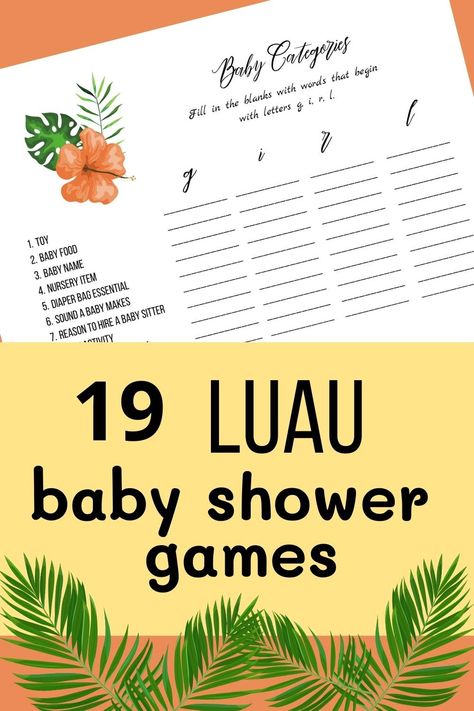 Luau Baby Shower Ideas Boys, Luau Baby Shower Ideas Girl, Aloha Baby Shower Ideas, Luau Baby Shower Ideas, Hawaiian Baby Shower Theme, Girl Baby Shower Games, Ash Baby, Hawaiian Baby Showers, Easy Baby Shower Games