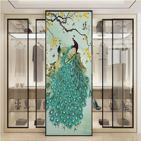 Frosted Glass Sticker, Frosted Window Film, Glass Painting Designs, Peacock Decor, Frosted Windows, Window Film Privacy, Classic Wall, Painting Designs, Mosaic Diy