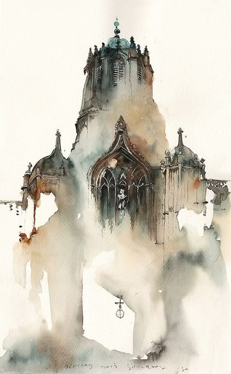 Sunga Park, Watercolor Architecture, 수채화 그림, Ink Drawings, Art Et Illustration, Korean Artist, Watercolor Inspiration, Art And Illustration, Anatomy Art