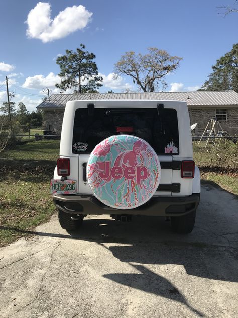 Preppy Jeep, Orange Jeep, Preppy Car, Jeep Interiors, Blue Jeep, Jeep Tire Cover, Pink Jeep, Girly Car Accessories, Jeep Wrangler Accessories