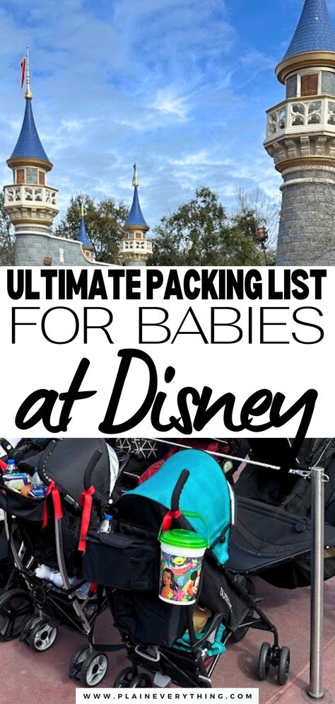 Packing For Disney With A Baby Disney World Checklist Packing Lists, Disney Vacation Packing List, Disneyland Packing List For Toddlers, Things To Pack For Disneyland, Toddler Vacation Packing List, Disney Packing List For Toddlers, Stroller Tags For Disney, Disney With Baby, Toddler Packing List