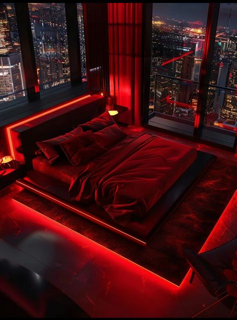 Dream Bedroom Inspiration, Red Lights, Red Rooms, Decoration Inspiration, Bedroom Aesthetic, Dream Rooms, Dream House Decor, Dream Bedroom, Dream Home Design