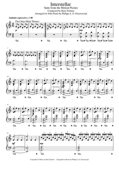 Interstellar-Suite - Hans Zimmer Sheet music for Piano (Solo) | Musescore.com Piano Notes For Beginners, Piano Songs Chords, Free Violin Sheet Music, Piano Songs Sheet Music, Free Printable Sheet Music, Piano Notes Songs, Piano Ideas, Note Music, Song Notes