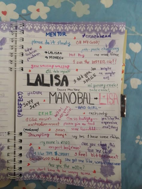 Lisa Journal Ideas, Blackpink Book Ideas, Black Pink Diary Ideas, Blackpink Doodle Art Journals, Lisa Iconic Lines, Blackpink Journal Ideas Aesthetic, Blackpink Diary Ideas, Black Pink Journal Ideas, Blackpink Doodle Art