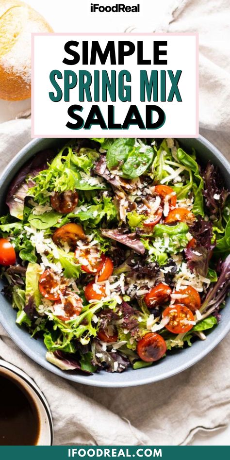 Spring Mix Salad Dressing Vinaigrette, Best Spring Mix Salad Recipe, Mix Greens Salad Recipes, Yummy Green Salad Recipes, Salad Recipes With Spring Mix Lettuce, Spring Mixed Salad Recipes, Salad With Mixed Greens, Mixed Salad Greens, Mixed Greens Italian Salad