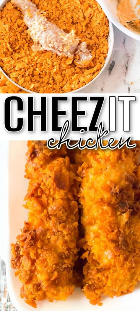 Cheese Cracker Crusted Chicken, Cheezit Chicken, Cheese It Chicken, Chicken Tender Batter Recipe, Cheeze It Chicken, Goldfish Chicken, Cheez It Chicken, Pollo Loco Chicken Recipe, Cheez It Recipe