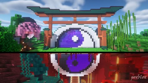 Minecraft Japanese Nether Portal, Japanese Nether Portal, Portal Do Nether, Nether Builds Minecraft, Nether Portal Ideas, Nether Portal Design, Building In Minecraft, Minecraft Portal, Nether Portal