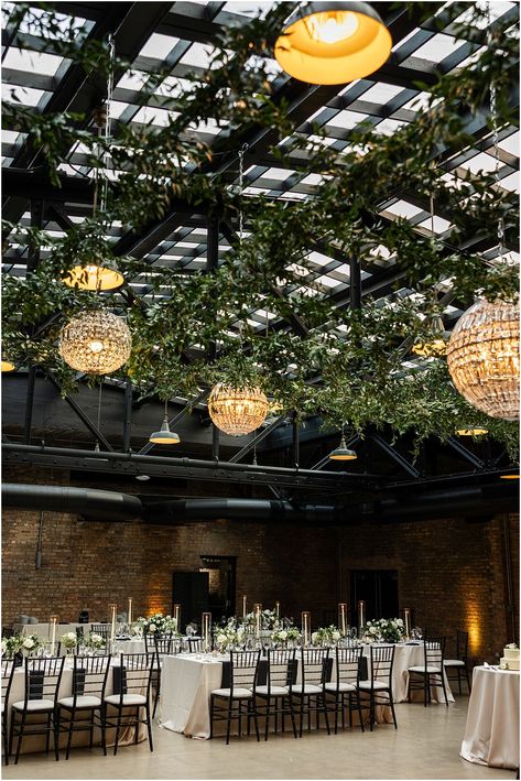 Revel Motor Row Chicago Wedding Venue Inspiration   photographed by Chicago Wedding Photographer, Alex Ferreri | Wedding Reception Inspiration | Chicago Wedding Venues | Wedding Details and Inspiration | Lighting inspiration Urban Industrial Wedding, Revel Motor Row Wedding, Chicago Winery Wedding, Chicago Winter Wedding, Engagement Party Venue, Chicago Cultural Center Wedding, Wedding Venue Chicago, Chicago Venues, Modern Bridal Bouquets