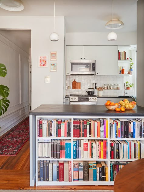 Old Radiators, Kitchen Peninsula, New Oven, Brooklyn Apartment, Love Of Reading, Ikea Billy Bookcase, Apartment Renovation, Floor Bed, Upper Cabinets