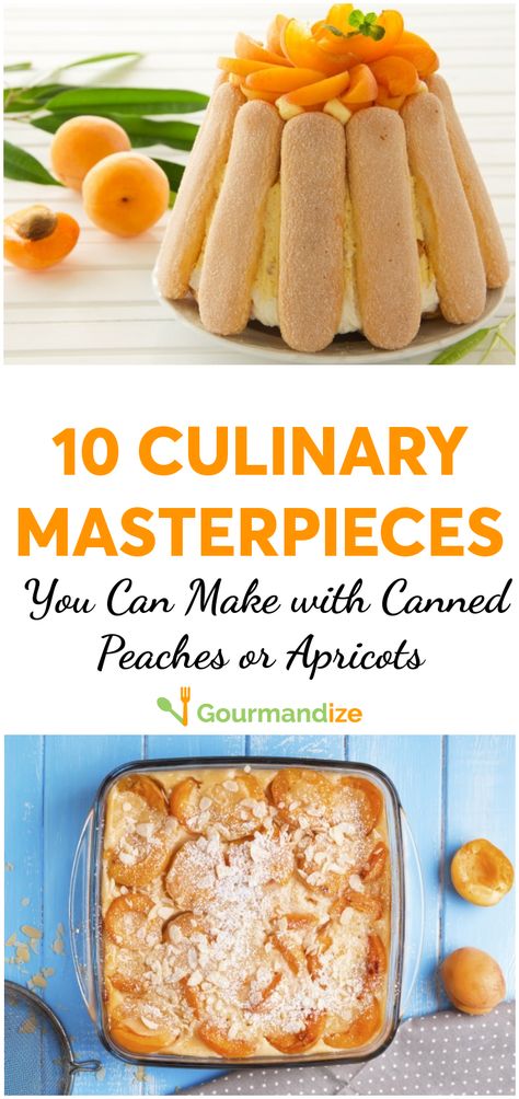 10 culinary masterpieces you can make with canned peaches or apricots Canned Apricots Recipes, Recipes With Canned Apricots, Recipes Using Frozen Apricots, Canned Apricot Pie Filling Recipes, Canned Apricot Recipes Desserts, Peach Desserts With Canned Peaches, Canned Apricot Recipes, Canned Apricots, Apricot Dessert