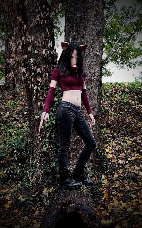 Saw Pig Costume, Saw Pig Amanda, Amanda Young Cosplay, Amanda Young Outfit, Amanda Saw Costume, Dead By Daylight Aesthetic, The Pig Dbd, Dead By Daylight Cosplay, Dbd Cosplay